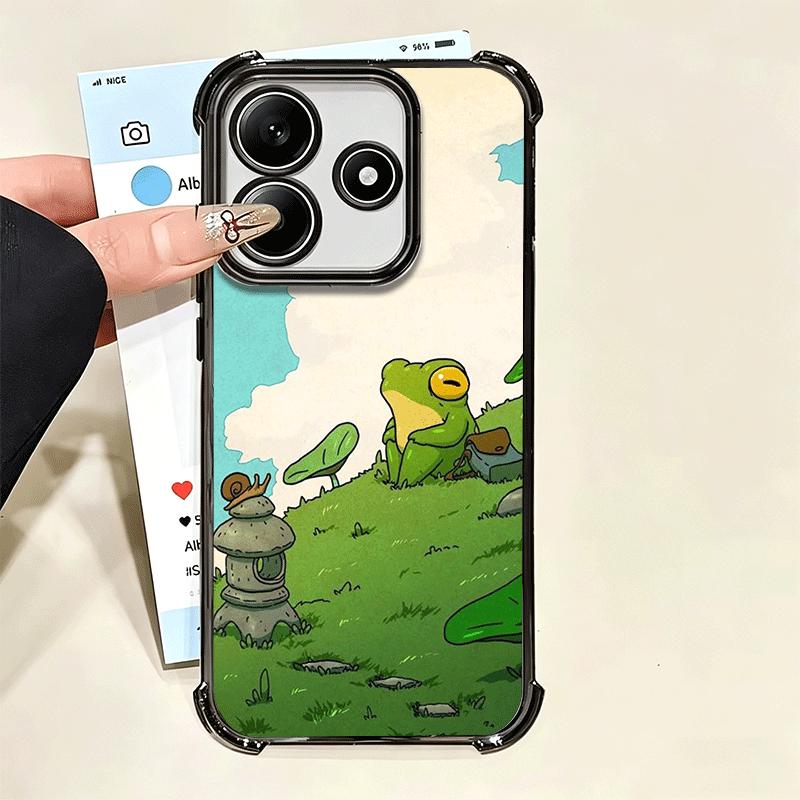 Cute Cartoon Frog Plating Phone Case For Xiaomi Poco X5 X6 X7 X8 Pro Max F8 Ultra F7 M8 M7 M5S Redmi 15C 15 14C 13C 13 X3 12C F6