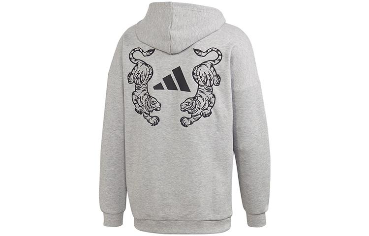 Adidas Sweatshirts Men s Medium Heather Gray Hooded Moderate Regular FL7750 M