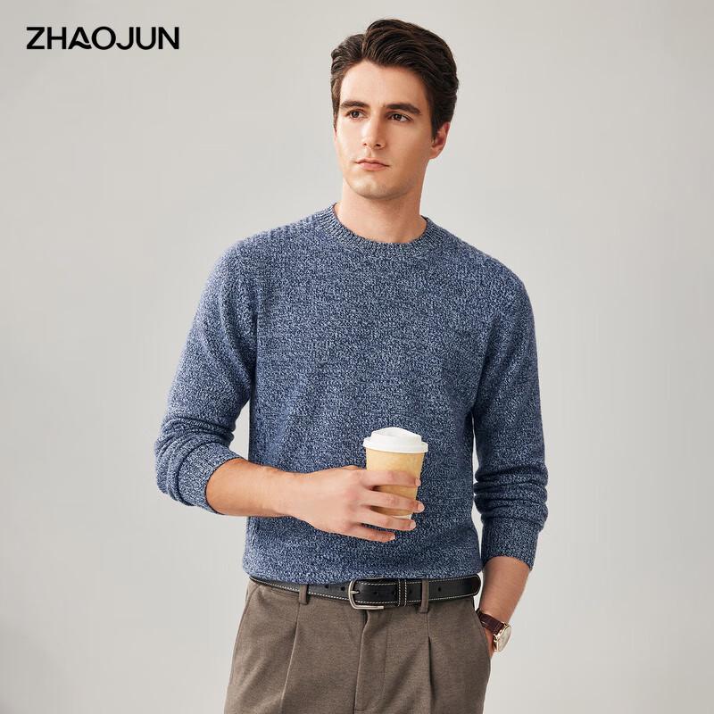 Zhaojun Men's 100% Cashmere Round Neck Sweater
