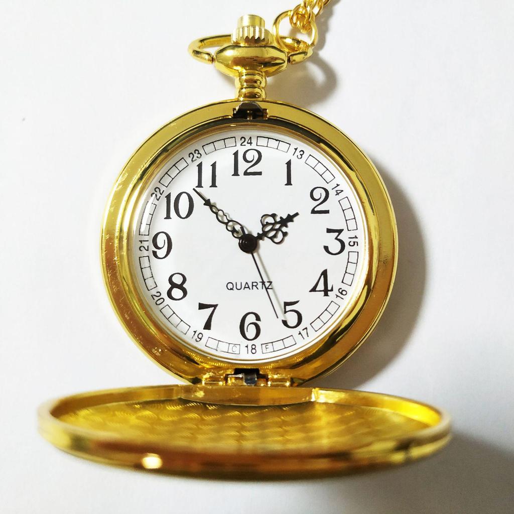 Ceas de buzunar retro cu clapetă din oțel tungsten lustruit cu cifre arabe - Cadou antic în 4 culori