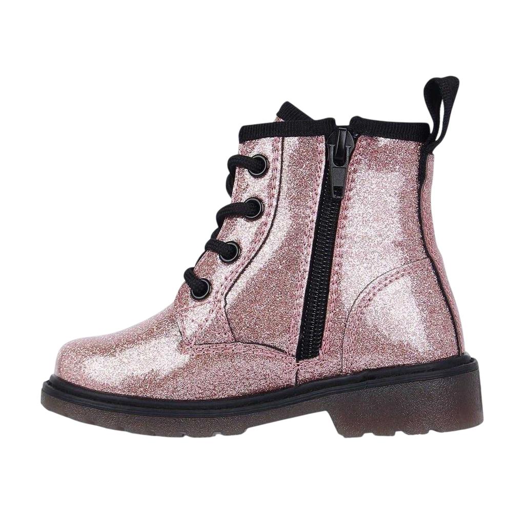 Miso Girls Brandi Glitter Side Zip Block Heel Ankle Boots