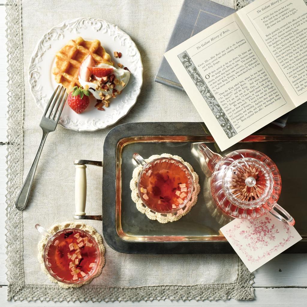 Dolce Duo Teatrico Edible Fruit Tea, Heat-Resistant Glass Teapot & Cup Set with Coasters, Perfect As a Gift (TT-12)