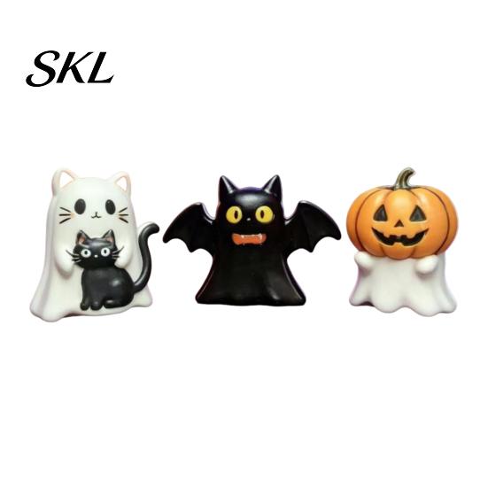 Cute Spooky Home Decor 3Pcs Halloween Decoration, Resin Micro Landscape Miniature Figurines, Ghost Kids Decoration Pumpkin Fairy Garden Ornament