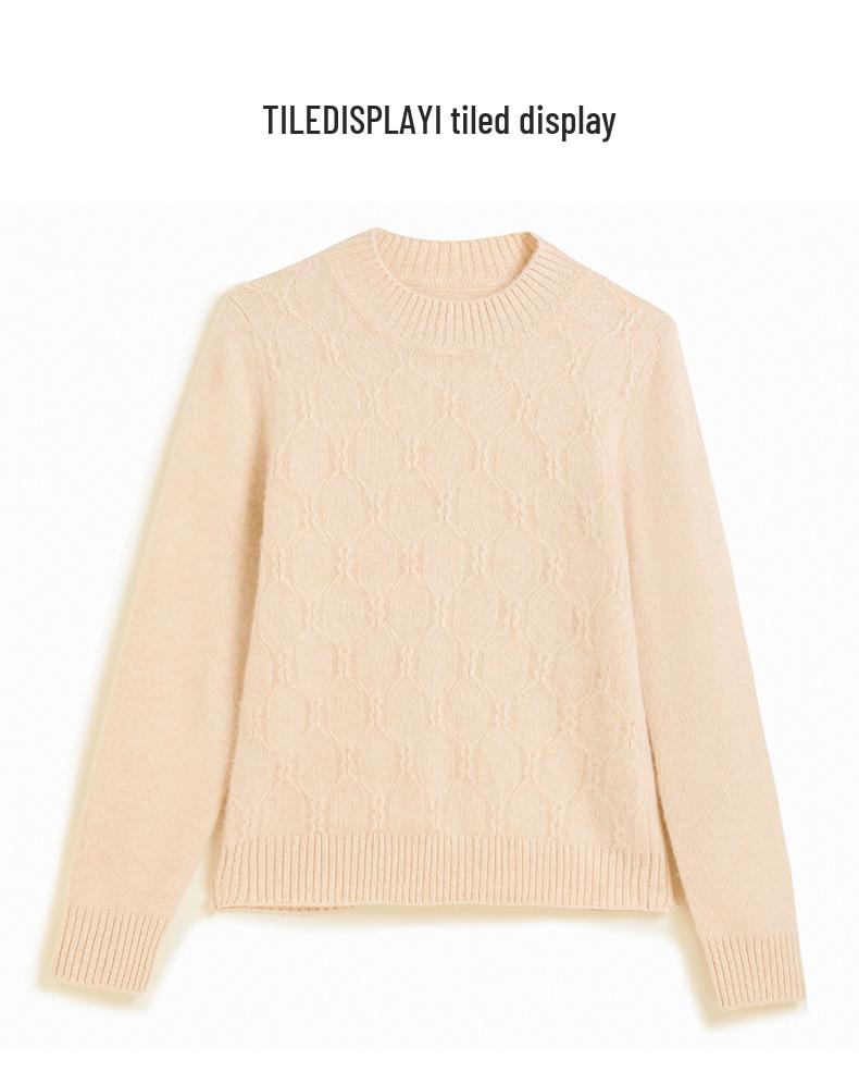 2024 Women's Autumn/Winter Cashmere Cable Knit Sweater – Half-High Neck, Thick, Loose Fit Knitwear