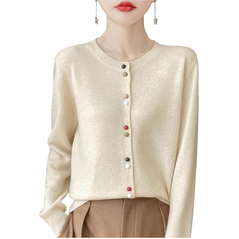 [ODFMCE] cardigan ladies spring office knit Plain color Beautiful large size (JP, alphabet, 2XL, beige)