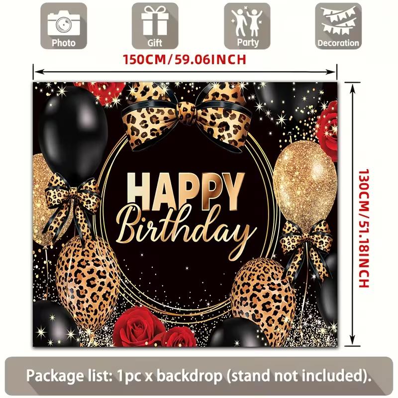 2D Wild Leopard Print Birthday Backdrop Adult Party Photoshoot Background