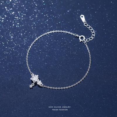 Exquisites S999 Reinsilber Sternen-Zirkonia Perlenarmband - Vielseitiger koreanischer Stil Damen Luxusschmuck