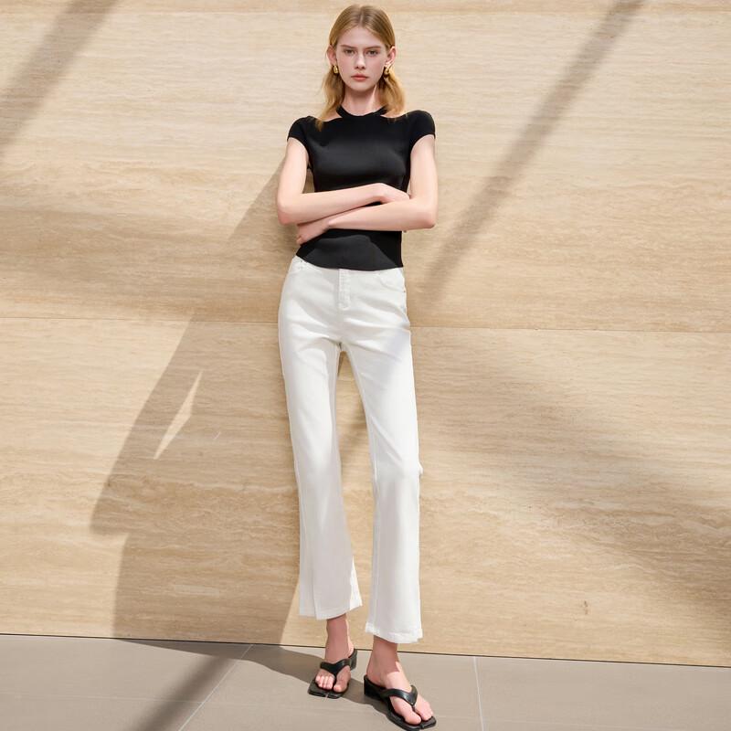 

Sancai Women s High-Waist Slit Cropped Flare Jeans S