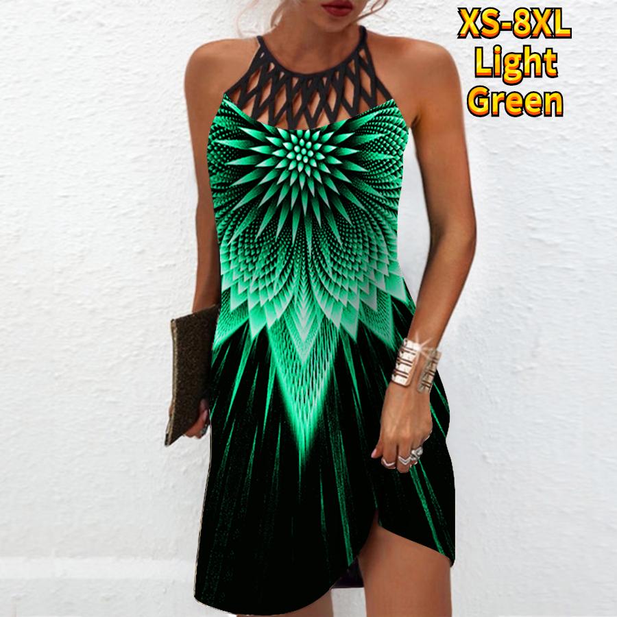 Moda de vară Rochie sexy fără mâneci Moale Casual Rochie cu pene strălucitoare 3D cu imprimeu Rochie fără mâneci Rochie cu bretele de vară