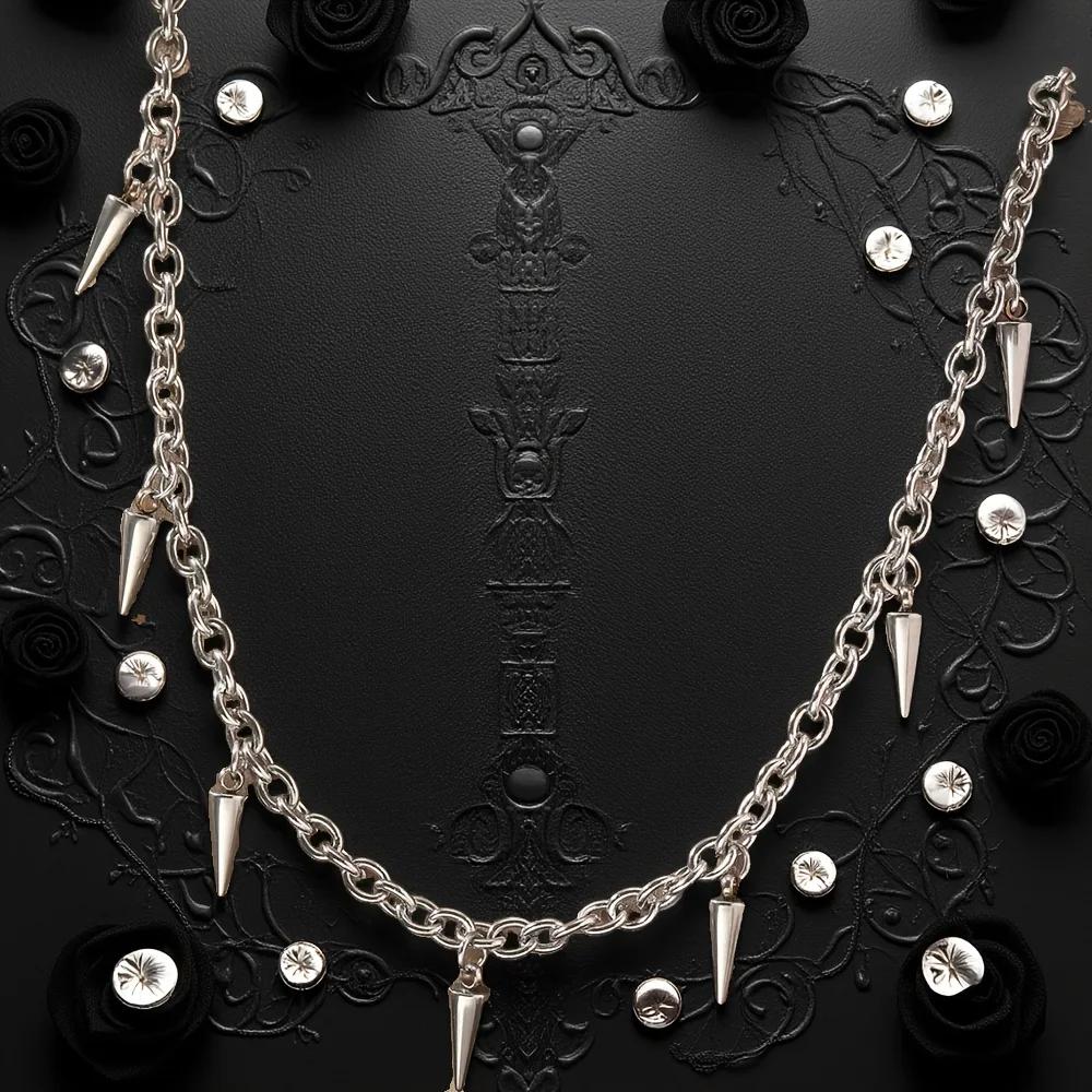 Herren Punk Nieten Quaste Halskette Hip Hop Damen Mode Geometrisch Titanstahl Kette Halskette