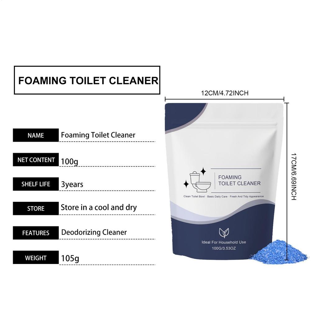 Toilet Cleaner Heavy Duty Refreshing Deodorizer 100g Foaming Bowl Cleaner Powder for Yellowing Rust Home Apartment Hotel Office
