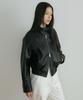Lingseoul High Neck Leather Blouson-Black