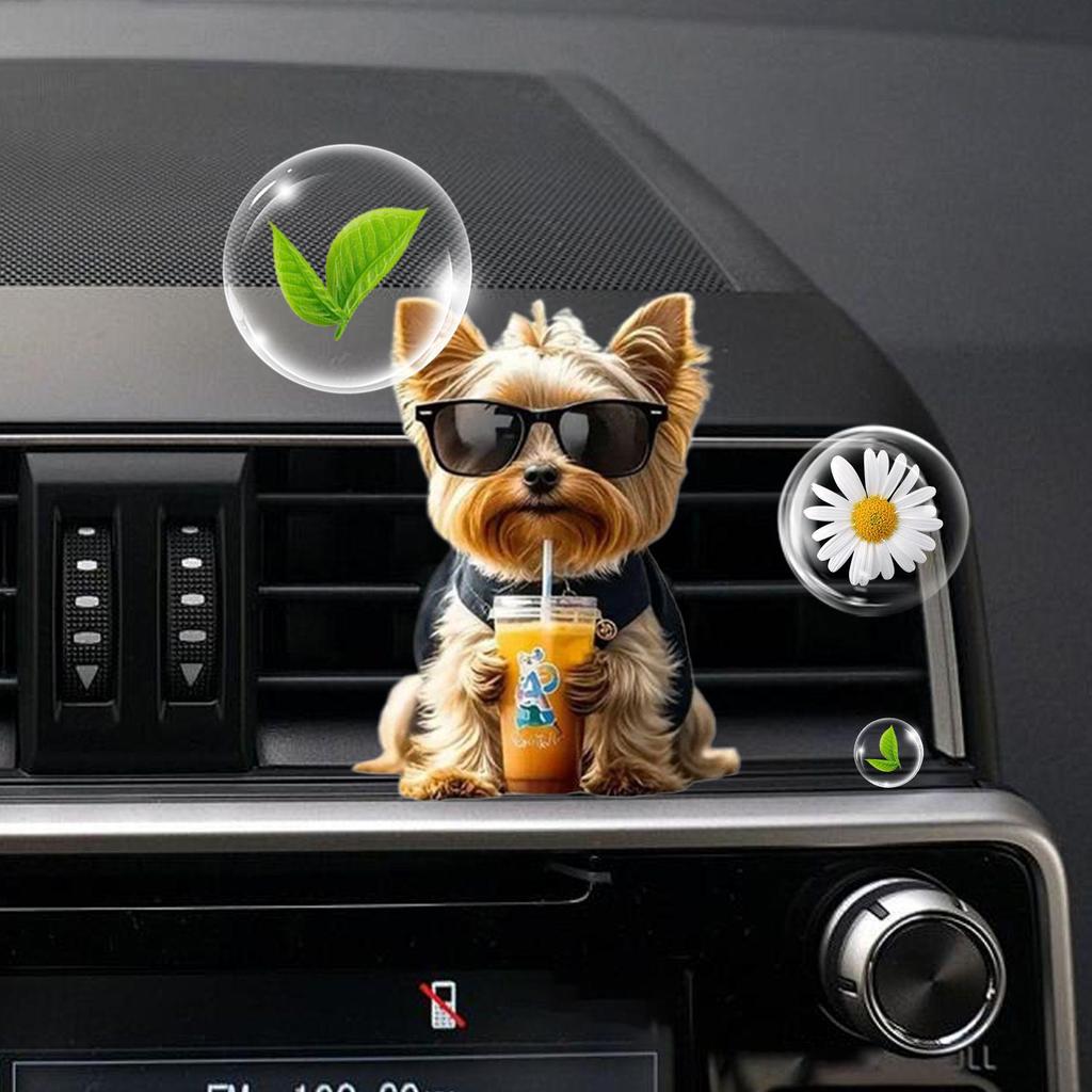 Car Air Freshner 2D Acrylic Cute Dog Scent 4 Pieces Cute Dog Shape Car Fragrance For Workplace Kitchen Home Truck AC Automotive