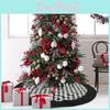 Chic 120cm Black Plaid Christmas Tree Skirt Crafted From Durable Checkered Fabric