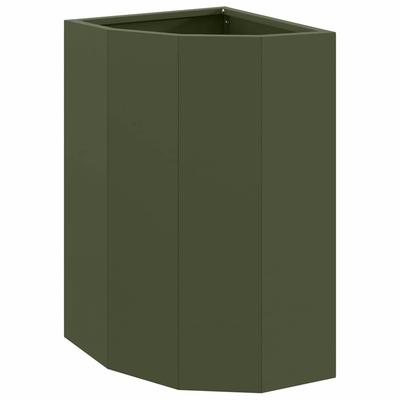 Corner Planter Olive Green 30 X 30 X 50 Cm Steel
