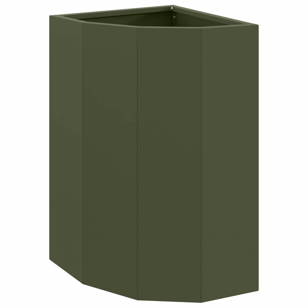Corner Planter Olive Green 30 x 30 x 50 cm Steel
