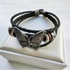 Retro Punk Leather & Alloy Butterfly Bracelet