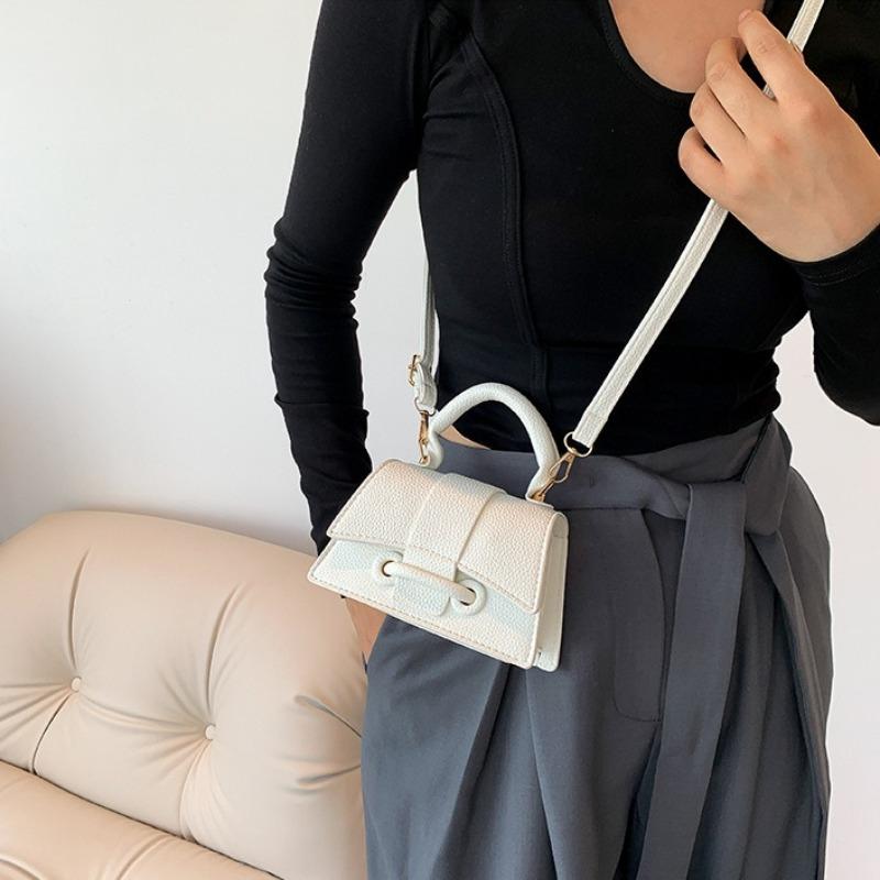 Damska torebka PU Czysta klamra Ribb Modna Jednolity kolor Łańcuszek Torba na ramię Damska Letnia crossbody Kwadratowa Projektant Torby