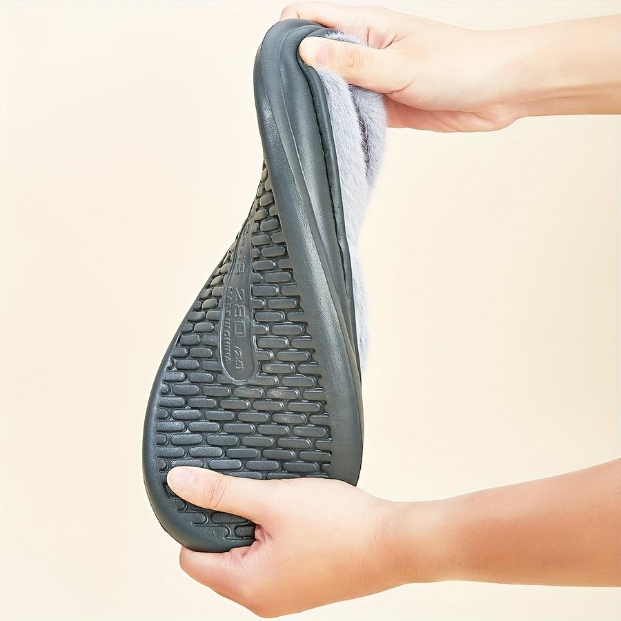 Men's House Slippers Furry Plaid Comfy Memory Foam Lightweight Couple Shoes Winter Warm Plush Slippers