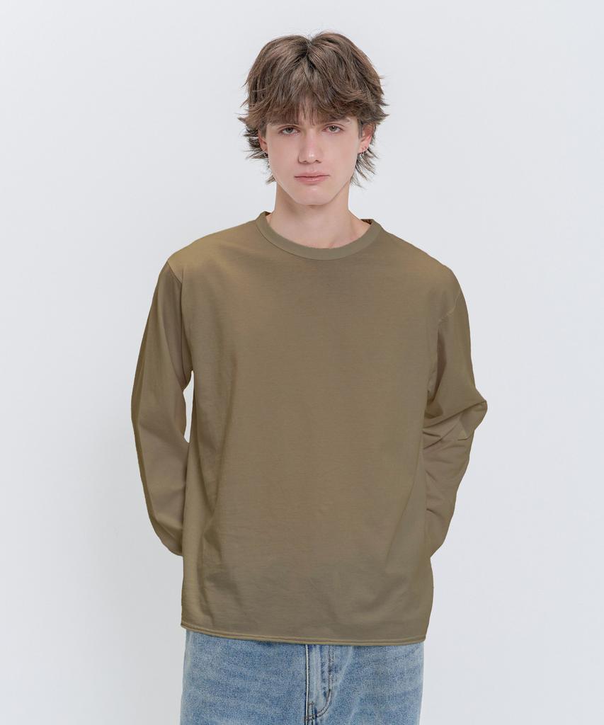 PSSHOPPER Layered Inner Cropped Long Sleeve T-Shirt [Vintage Brown]