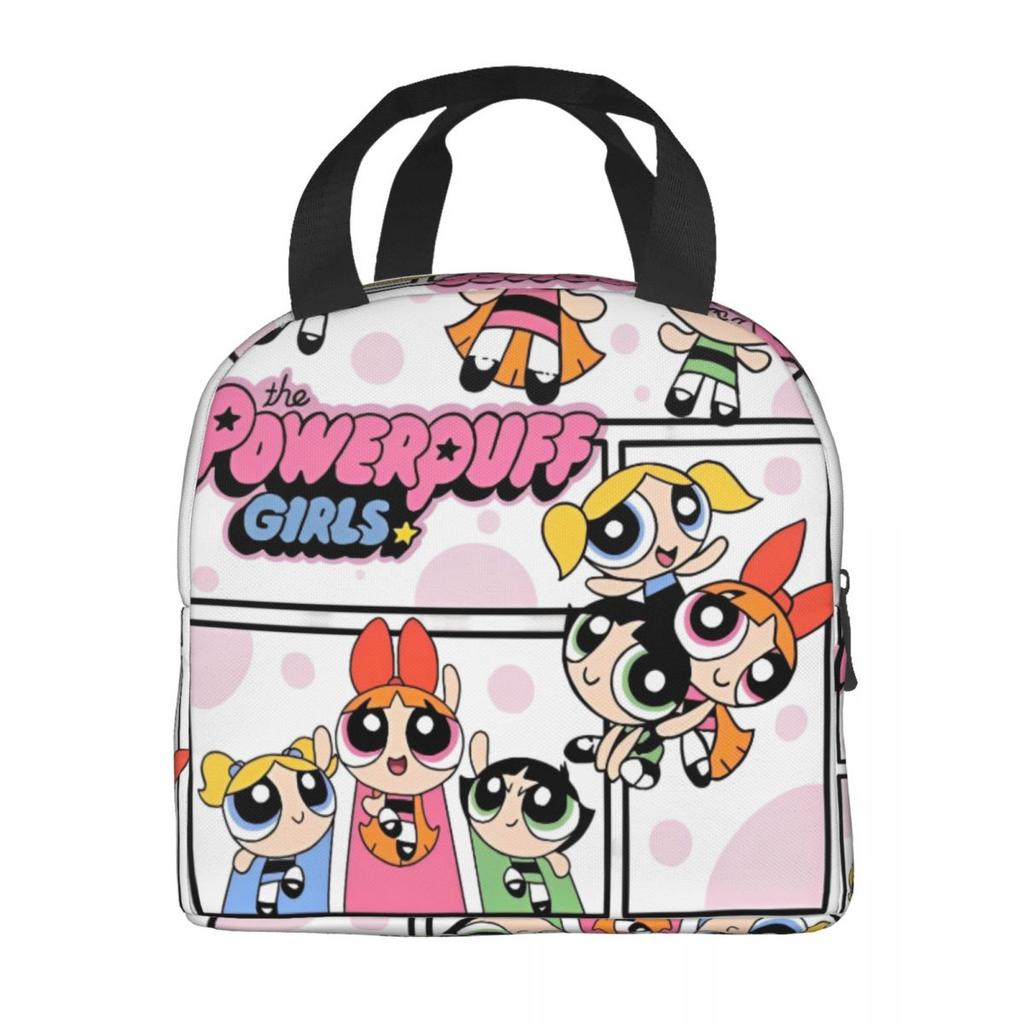 P-PowerPuffs Cartoon Accessories Insulated Lunch Bags For Work Food Storage Bag Portable Cooler Thermal Bento Box