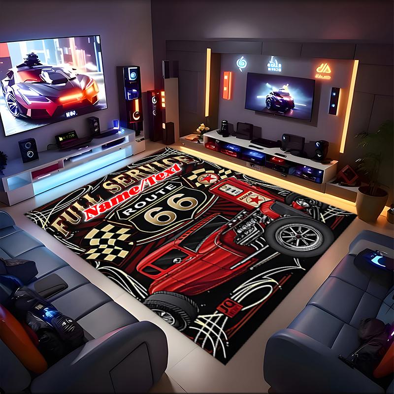 1PC Custom Name Route Full Service Theme Floor Mat Ideal for Living Room, Game Rooms, Office, Bedroom,Floor Mat Playful Design