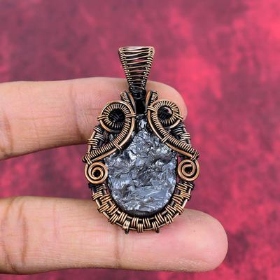 Shungite Rough Pendant Copper Wire Wrapped Pendant Gemstone Pendant Very Pretty Copper Jewelry Engagement Gift Handmade Unique Style Pendant