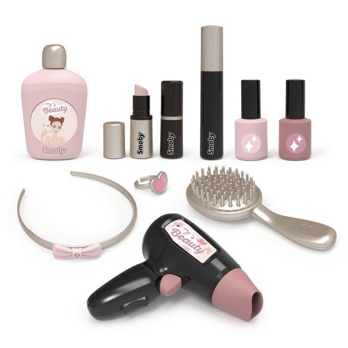 Smoby - My Beauty Vanity - Coiffure, Onglerie et Maquillage - 10 Accessoires Inclus + Miroir - Dès 3 ans - Fabriqué en France