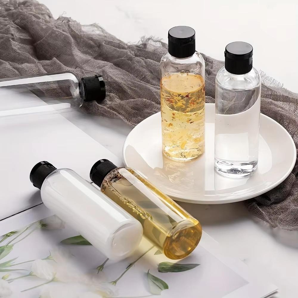 5PCS 50ML Refillable Empty Plastic Transparent Bottle with Flip Cap Portable Squeeze Shampoo Conditioner Travel Bottles