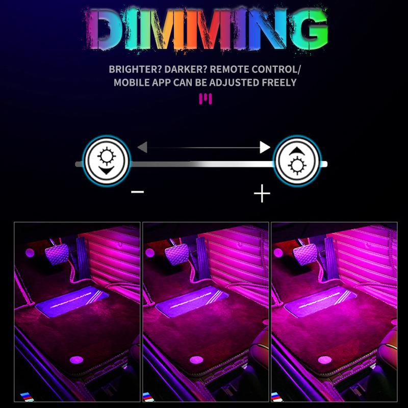 48 Led Rgb Car Foot Ambient Light With Usb Cigarette Automotive Interior Lights Strip Decoration Bar Remote/Voice Control