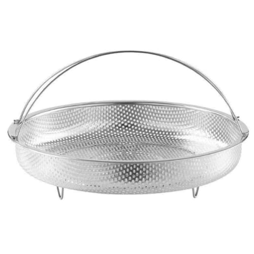 

Multi-functional stainless steel steamer basket for vegetables and other dishes. Perfect for draining oil and water. Easily steam vegetables by placin