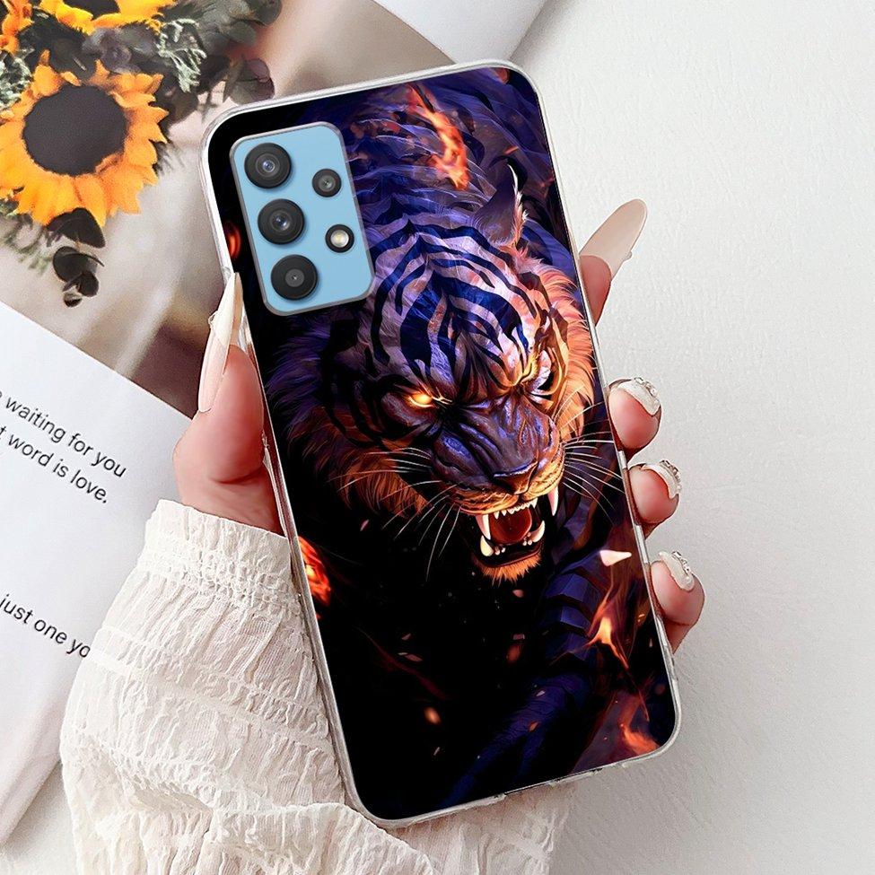 For Samsung A32 5G Case SM-A326B Clear Cute Cat Fashion Funny Painted Back Cover For Samsung Galaxy M32 5G Phone Case SM- M326B