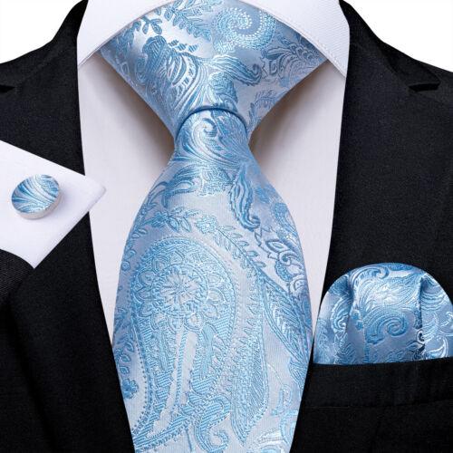 Dibangu Mens Silk Necktie Set Striped Paisley Solid Tie Pocket Square Cufflinks