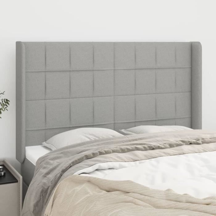 VidaXL Tête de lit avec oreilles Gris clair 147x16x118-128 cm Tissu3119578