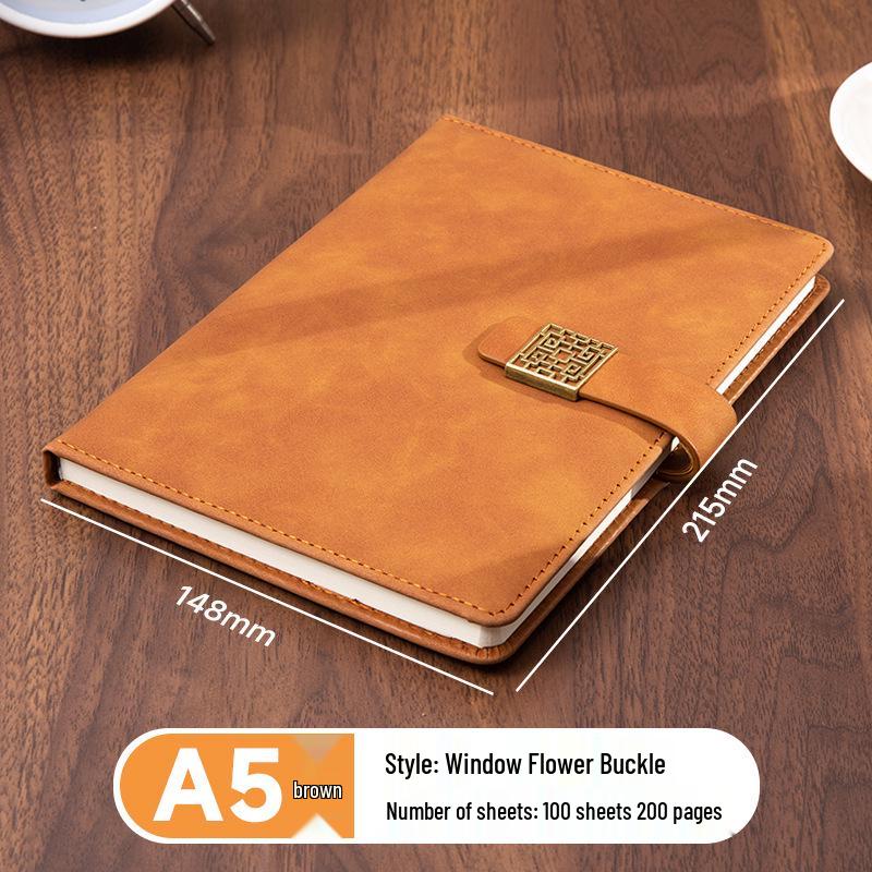 A5 Sheepskin Soft Leather Notebook – Customizable, Logo Printable, Thick Business Office Design