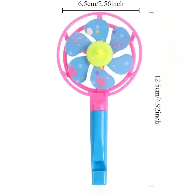 12Pcs Candy Colored Whistle Windmill Game Birthday Party Gift Plastic Colored Whistling Windmill Windmill Toy