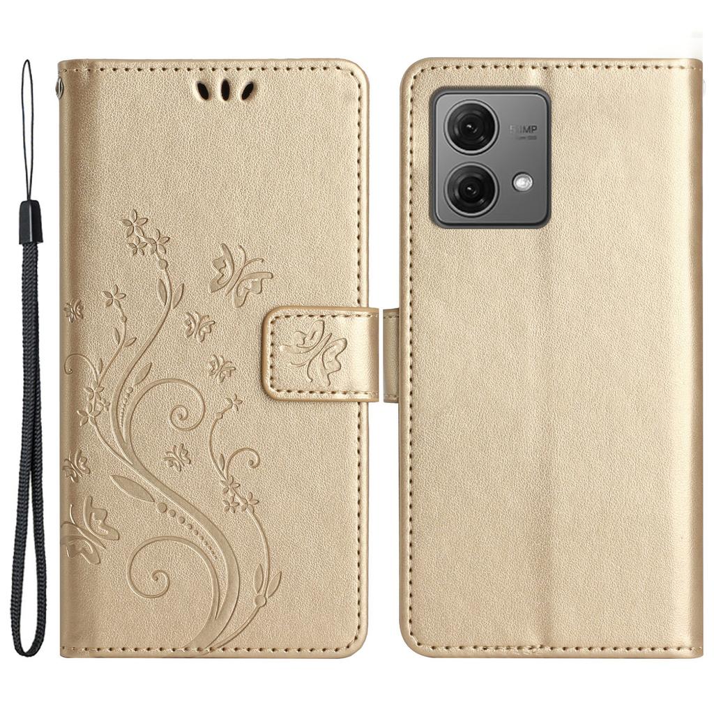 For Motorola Moto G84 5G Leather Case Butterfly Floral Shockproof Phone Cover with Wallet