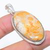 Natural Fossil"Coral Gemstone Handmade 925 Sterling Silver Pendant 2.09" t5T86