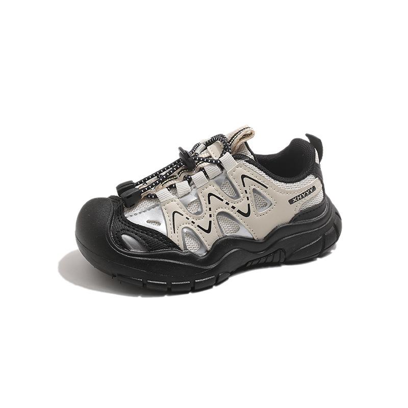 

Kids Closed Toe Drawstring Breathable Mesh Anti Collision Outdoor Hiking Sneakers 26 чёрный