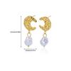 Stainless Steel Moon Pearl Earrings Gold Color Anti Fading Earring for Women Vacation Wedding Party Jewelry Accessories Gifts