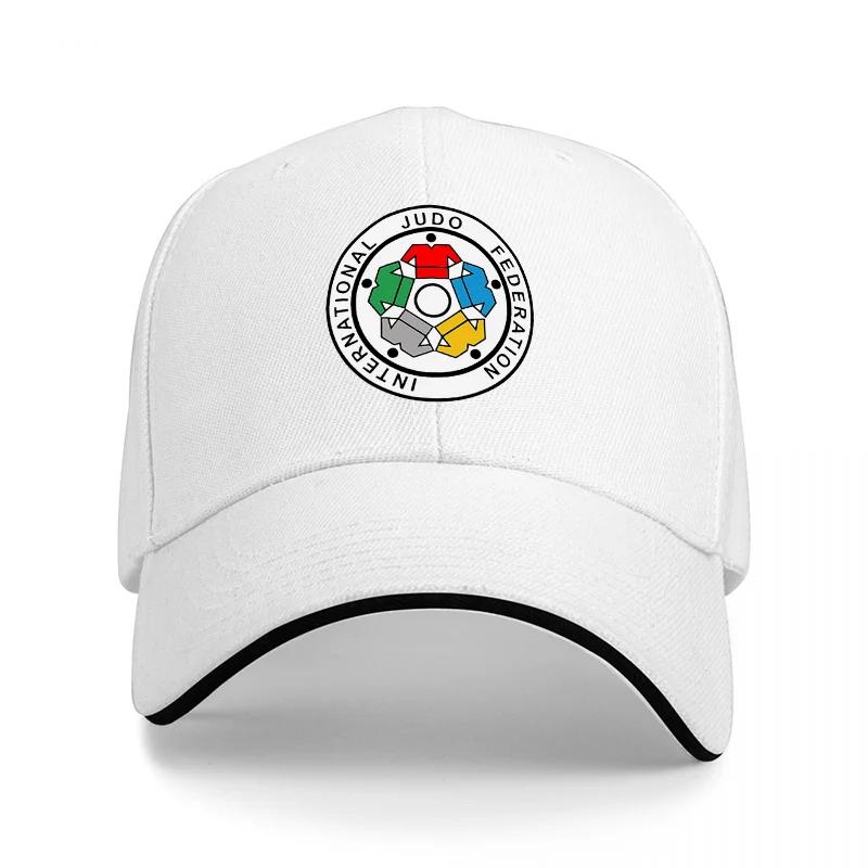 Judo Federation Logo Baseball Cap Black Adjustable Hat with Colorful Emblem Design for Martial Arts Enthusiasts and Sports Fans
