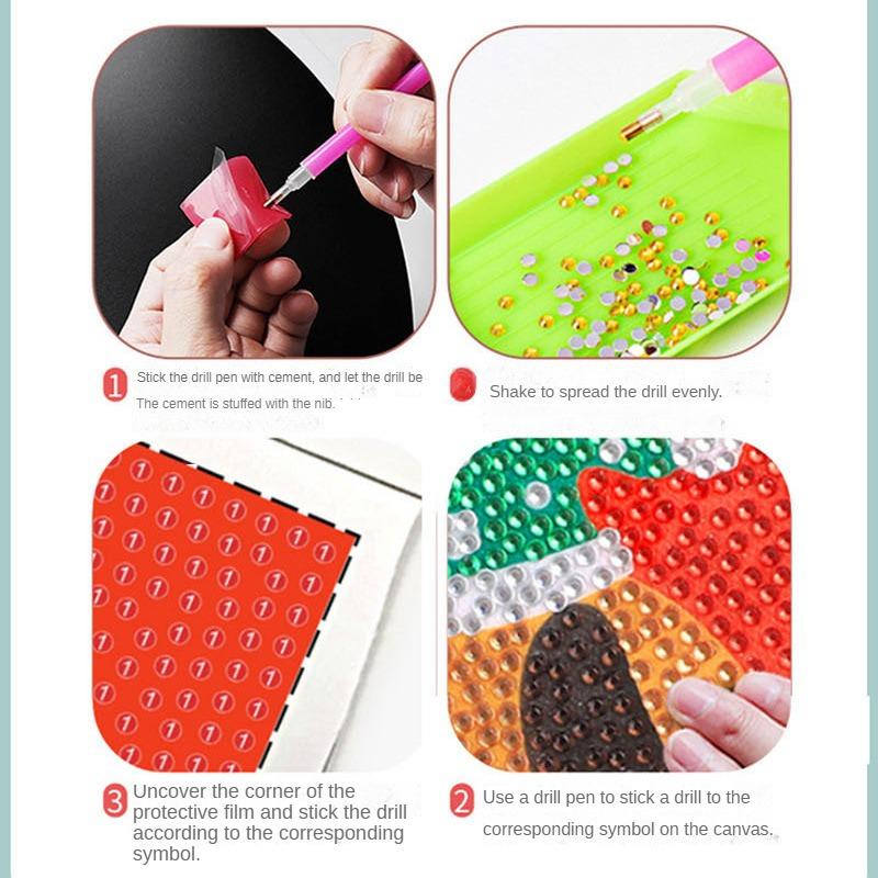 Cartoon Diamond Painting Children's Handmade Diy Diamond Stickers Bedroom Living Room Decorative Painting Masonry Painting with Photo Frame.