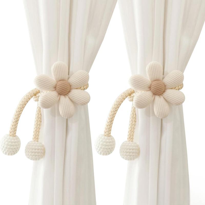 New 2/1PCS Flower Shaped Curtain Clip Creative Fashion Pearl Buckle Curtain Tie Bedroom Curtain Rack Simple Cute Tie Home Decor
