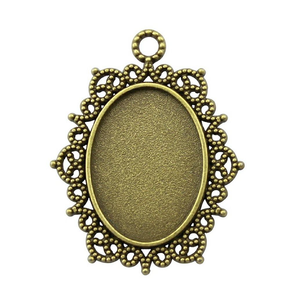 10pcs 18x25mm Inner Size Vintage Antique Bronze Color Cameo Cabochon Base Setting Charms Pendant Necklace Findings