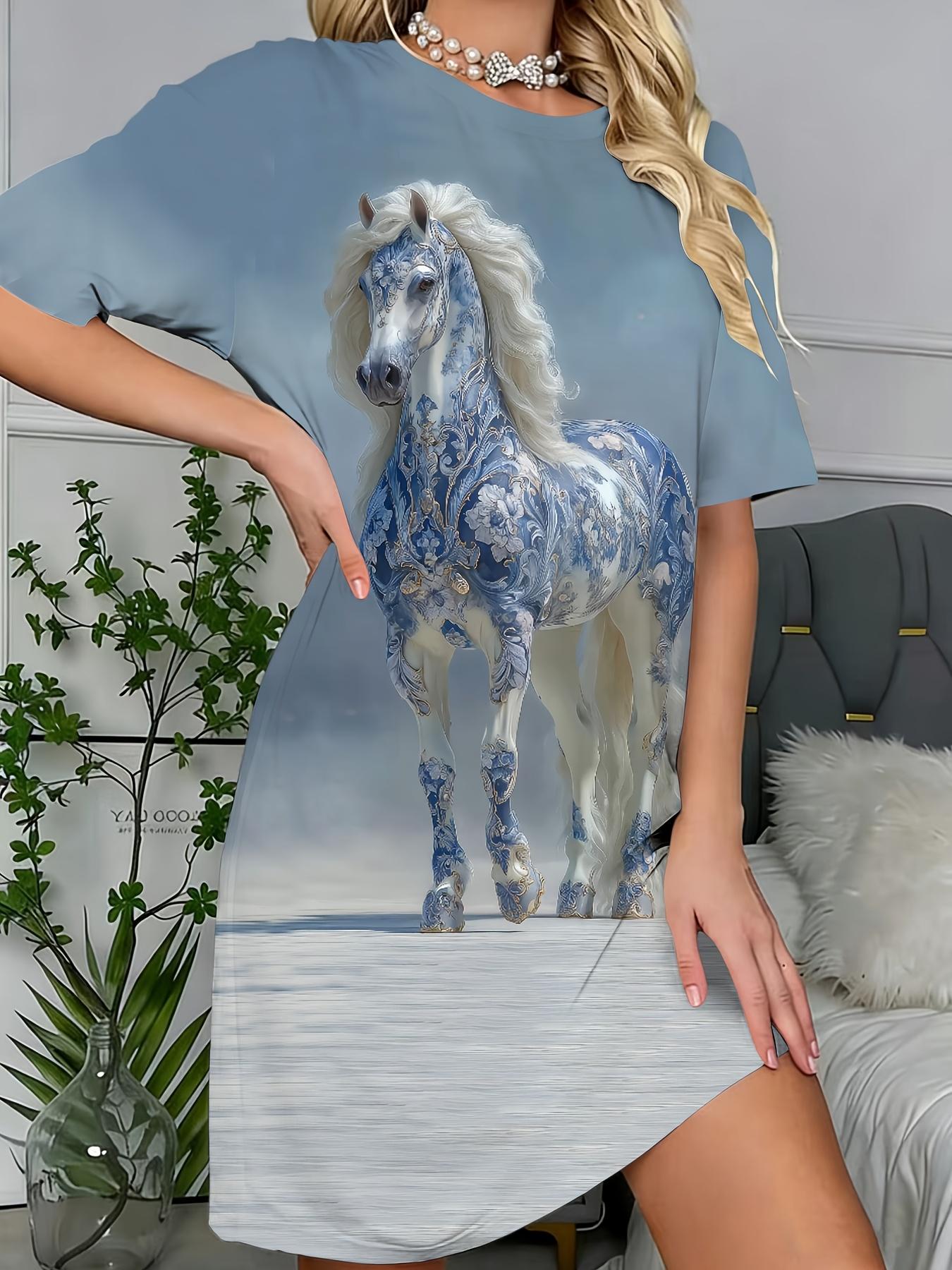 

Elegant and Beautiful New Dress for Women. Featuring a Chic White Horse Print. This Casual Sleepwear Is Versatile. Stylish. and Sophisticated. with a 3XL дубильная кора