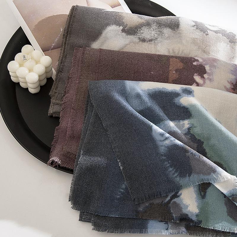 Printed Scarf Women'S Winter Scarf Warm Neck Literary Vintage Style Shawl