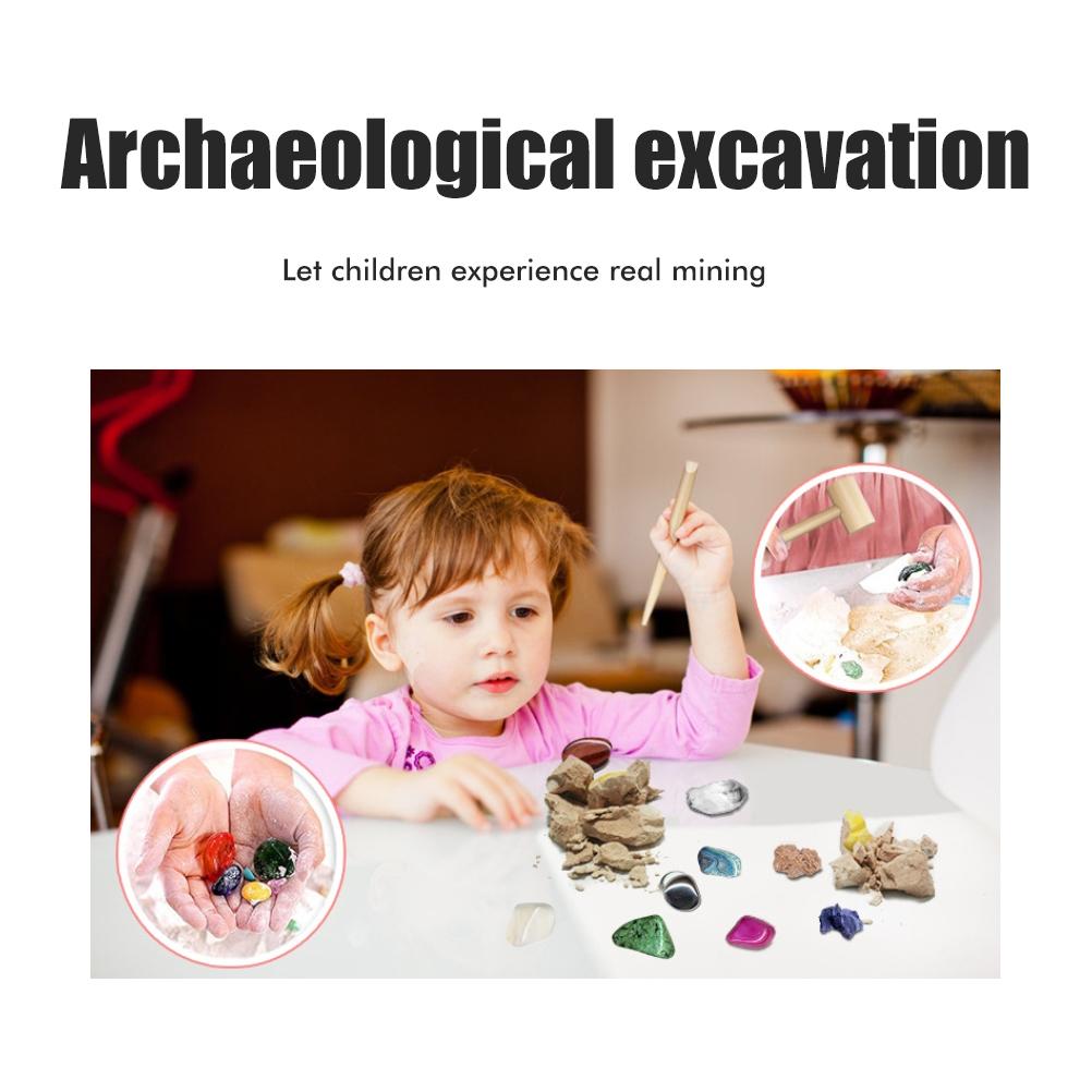 Minerals Digging Set Toy Rocks and Fossils DIY Kit with 15 Gemestones Geology Stones Gift for