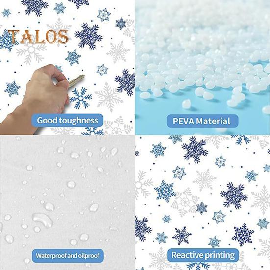 Christmas Tablecloth Disposable Waterproof Snowflake Pattern Table Cover for Festive Holiday Party Decoration