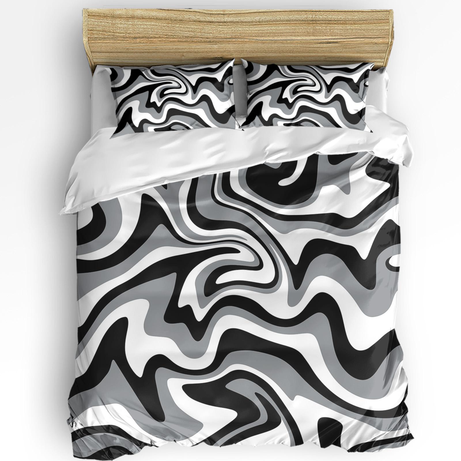 

Fluid Art Black White Duvet Cover With Pillow Case Custom 3pcs Bedding Set Quilt Cover Double Bed Home Textile EU single(135x200cm)