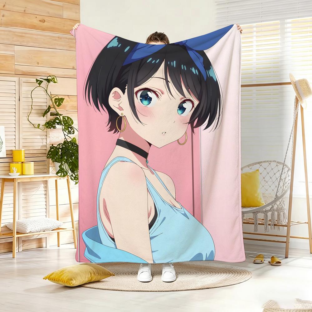 Comedy Anime R-rent a G-girlfriend Throw Lightweight 240g Flannel Blanket Soft Skin-friendly for Summer Cooling